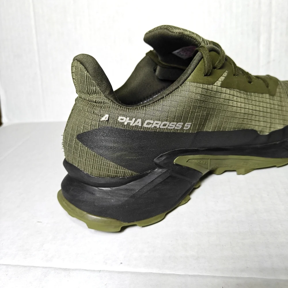 Salomon Alphacross 5 Gore-tex Trail Running Sneakers Lichen Green Olive Men's 13 - Picture 7 of 13